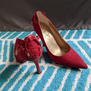 Guess | Red Suede Stiletto with Corset Detail